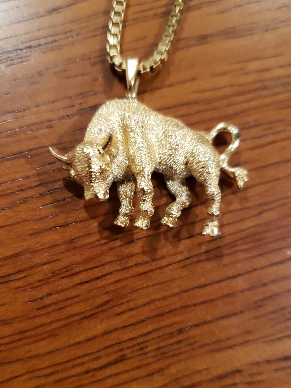 Vintage Monet Taurus The Bull Gold Tone Pendant Necklace Zodiac Signed